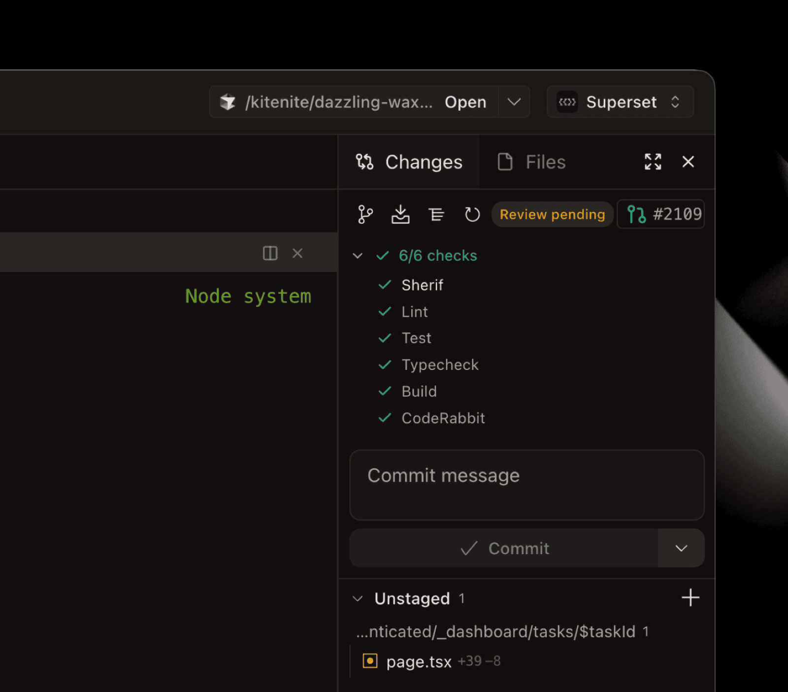 PR check status in sidebar
